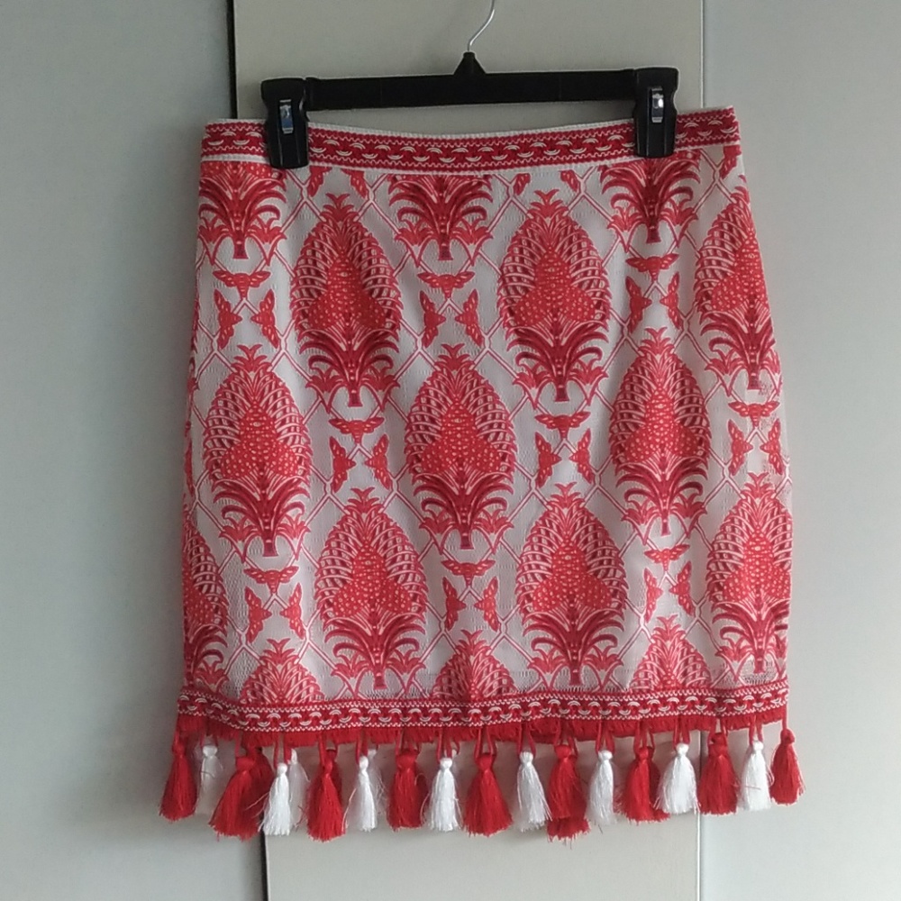 Printed Lace PomPom Skirt